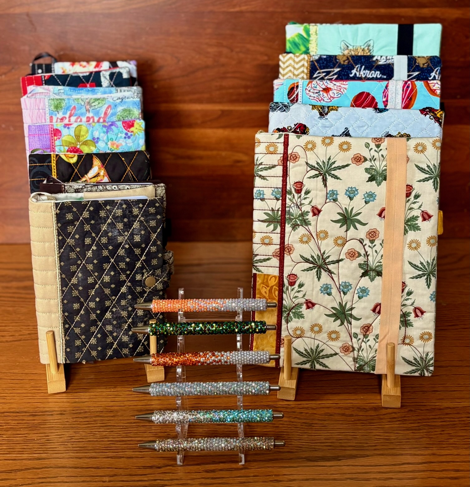 Journal cover collection with rhinestone bejewelled pens